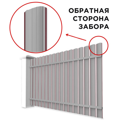 Забор штакетник Полукруглый RAL 3005 Красное Вино односторонний сзади