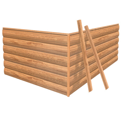 Фото сайдинга металлического (металлосайдинга) Бревно Рубленое 4Д под дерево Клен Светлый покрытие SteelArt для фасада дома