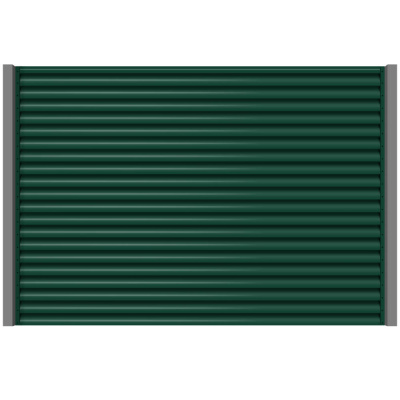 Секция забора жалюзи из ламелей еврожалюзи RAL6005 Зеленый Мох зеленая полиэфирная эмаль с металлическими столбами анфас